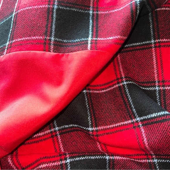 Talbots Women’s Red Black Baby Blue Plaid Faux Wrap Lined Wool Blend Skirt 4 - Picture 9 of 15